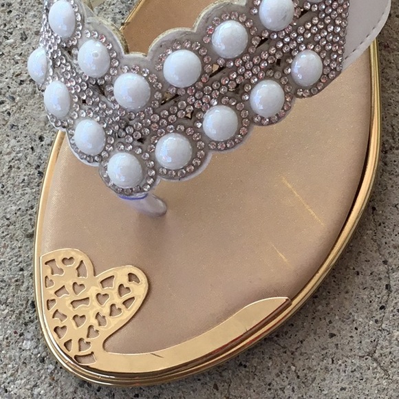 Italina White pearl & rhinestone accent SANDALS - Picture 4 of 4